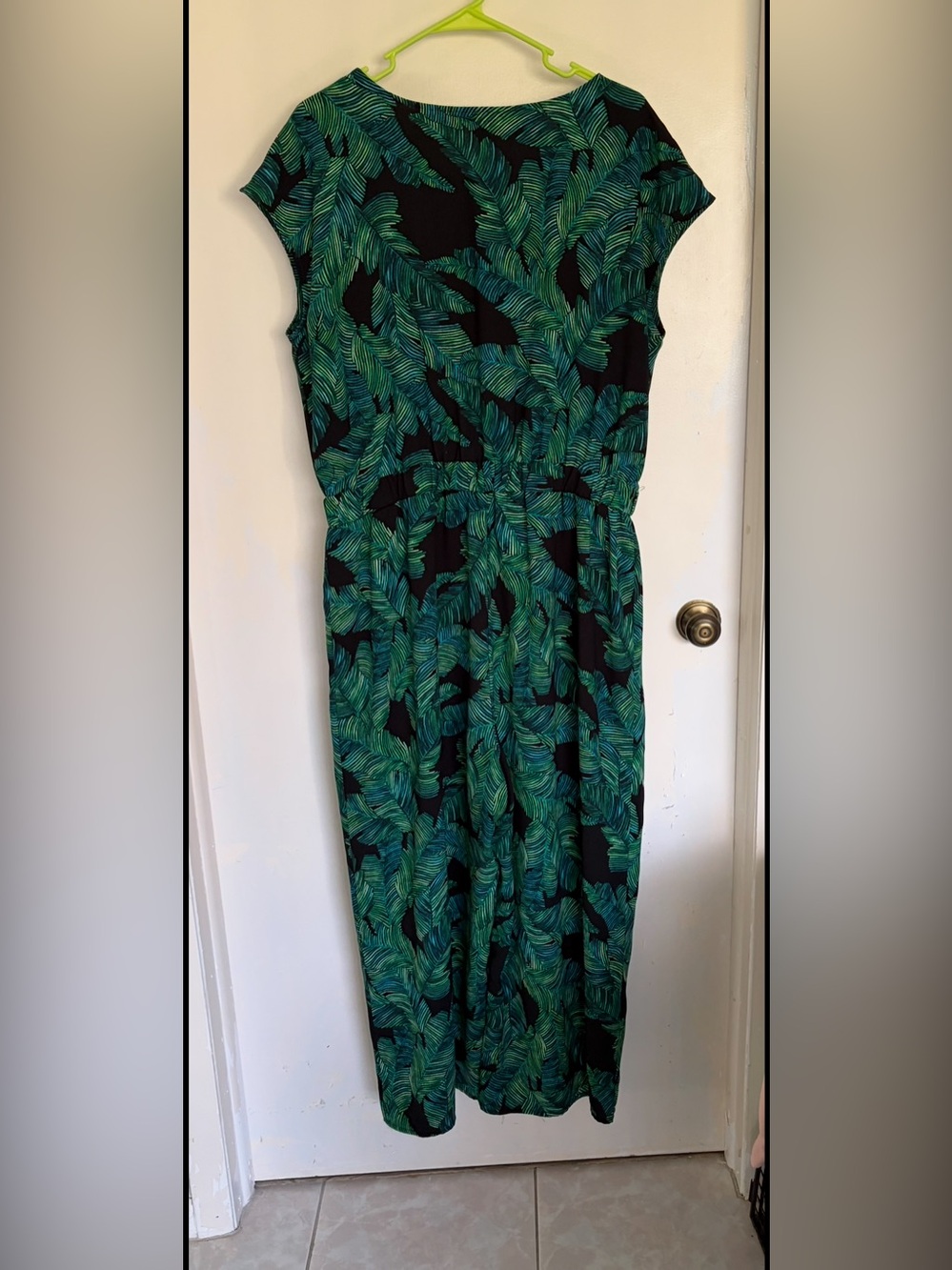 Worthington Black Jumpsuit with Green Leaf Print